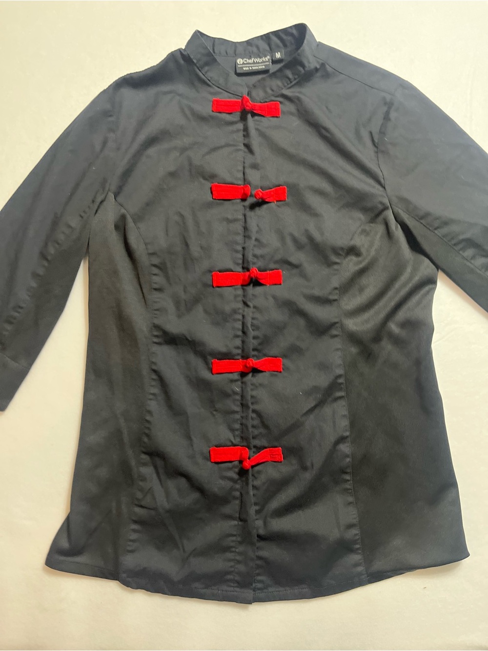 Chef Works Black Tunic with Red Accent Knots